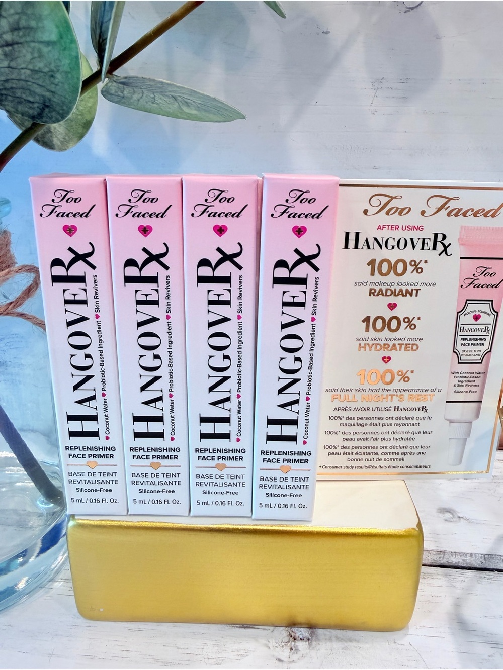Too Faced Hangover Rx Replenishing Face Primer Bundle of 4 Travel Size BNIB NWT